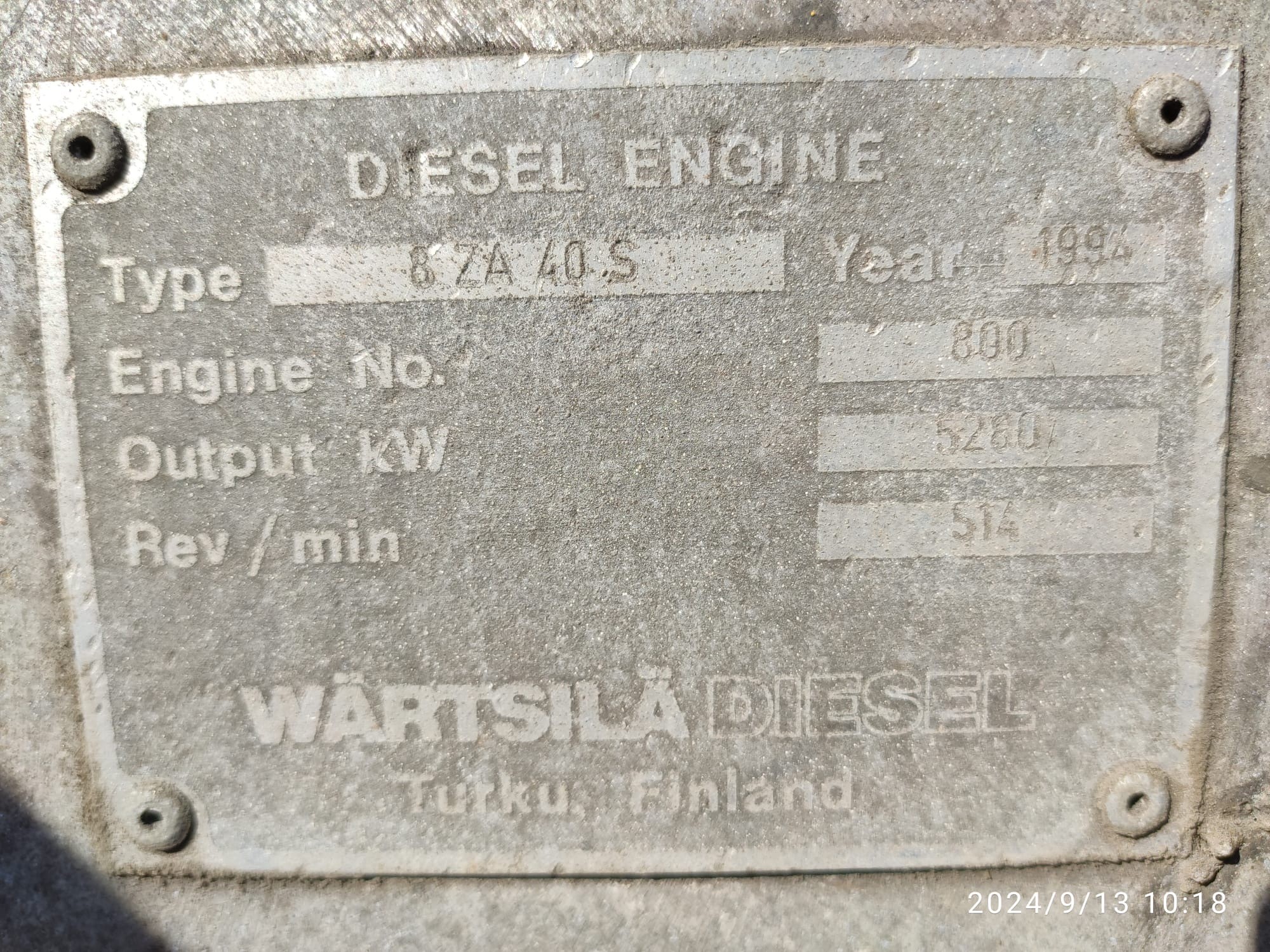 USED IN GOOD CONDITION WARTSILA 8ZA40S