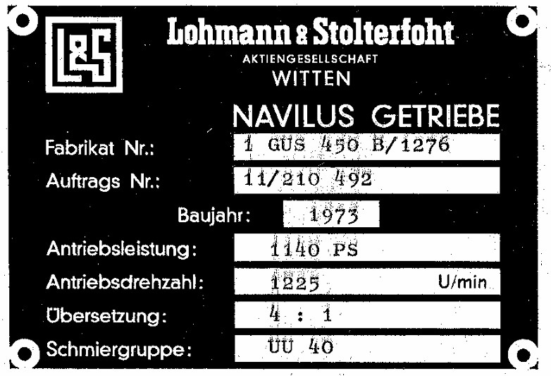 Lohmann & Stolterfoht Navilus GUS 450 B/1276 Gearbox